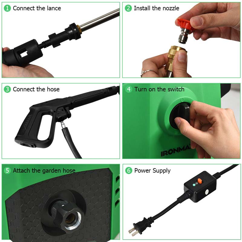 3500PSI Electric Pressure Washer, 1800W 2.6 GPM Portable Electric Power Washer with 4 Nozzles image 8