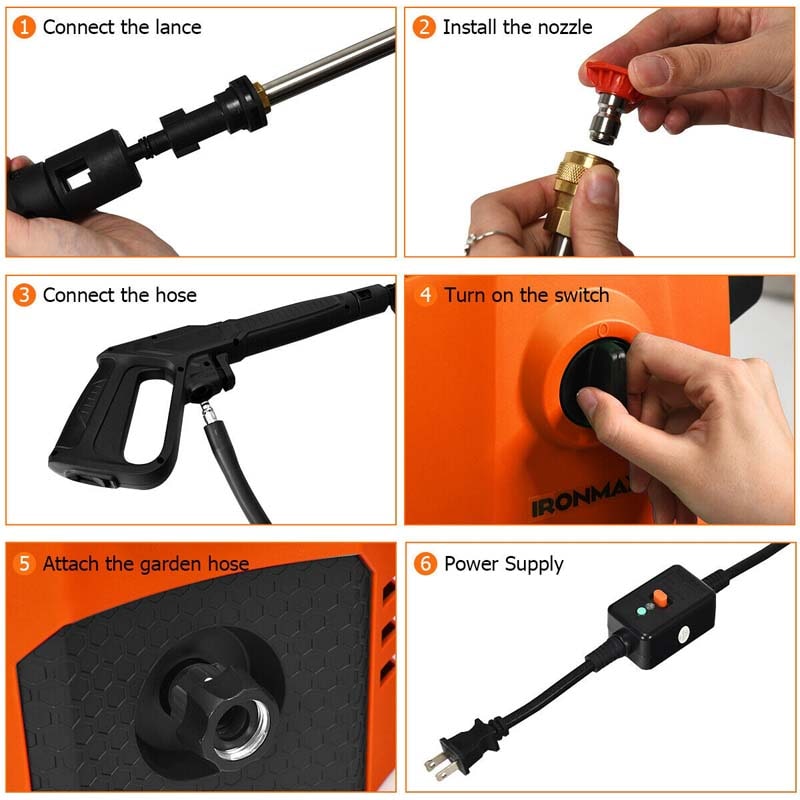 3500PSI Electric Pressure Washer, 1800W 2.6 GPM Portable Electric Power Washer with 4 Nozzles image 19