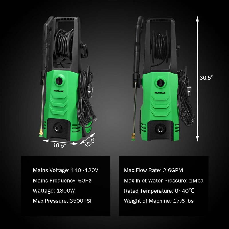 3500PSI Electric Pressure Washer, 1800W 2.6 GPM Portable Electric Power Washer with 4 Nozzles image 11