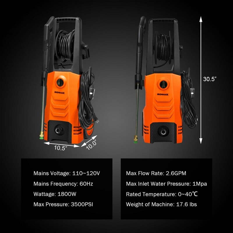 3500PSI Electric Pressure Washer, 1800W 2.6 GPM Portable Electric Power Washer with 4 Nozzles image 21